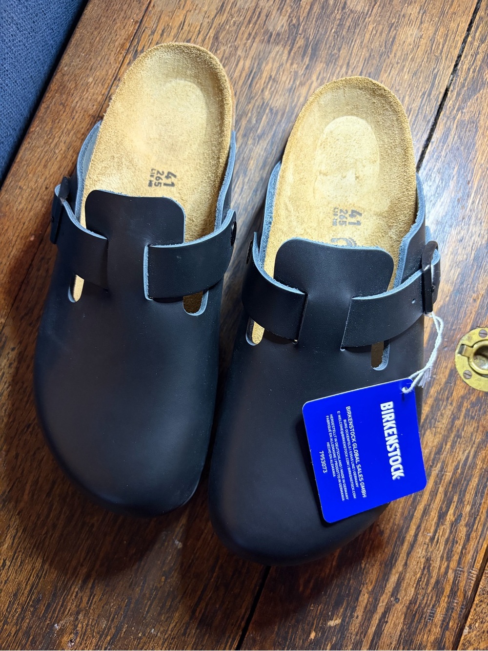 Birkenstock Boston Clog in Black with Natural Footbed